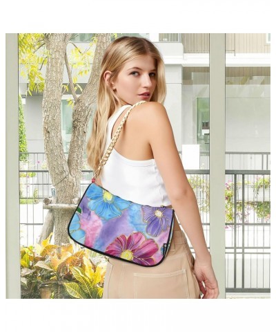 Tie Dye Shibori Print Flower Shoulder Bag Purse for Women Tote Handbag with Zipper Closure $13.64 Totes