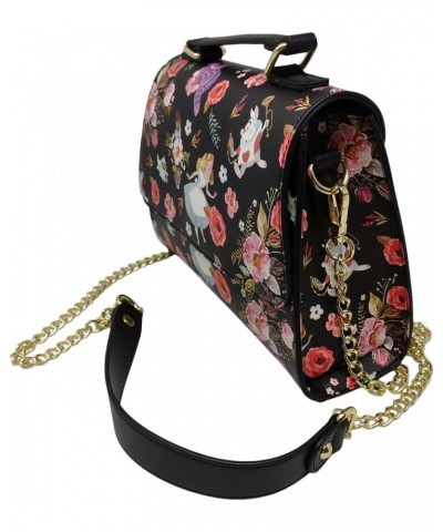 Disney Alice in Wonderland Allover Floral Print Crossbody Satchel Handbag Purse $34.50 Satchels