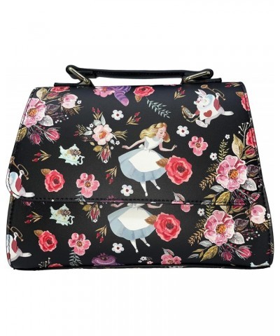 Disney Alice in Wonderland Allover Floral Print Crossbody Satchel Handbag Purse $34.50 Satchels