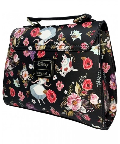 Disney Alice in Wonderland Allover Floral Print Crossbody Satchel Handbag Purse $34.50 Satchels