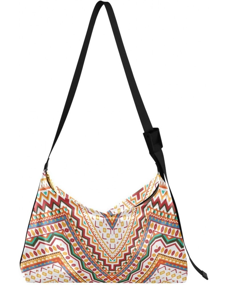 Casual Shoulder Bag Crossbody Aztec Ethnic Chevron Hobo Handbag Purses with Wide Shoulder Strap Traditional Tribal Ornament T...