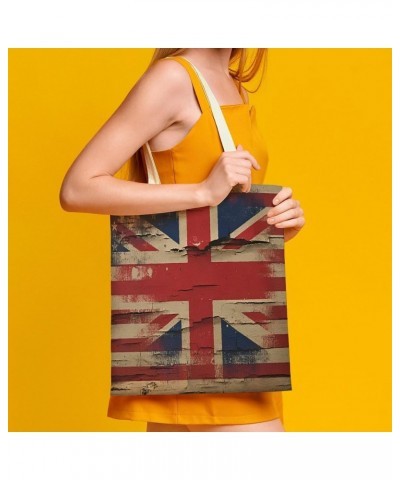 British American Flag Wood Art CanvasTote Bag for Women Girl Canvas Shoulder Handbags Cute Large Purse $12.18 Totes