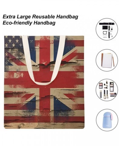 British American Flag Wood Art CanvasTote Bag for Women Girl Canvas Shoulder Handbags Cute Large Purse $12.18 Totes