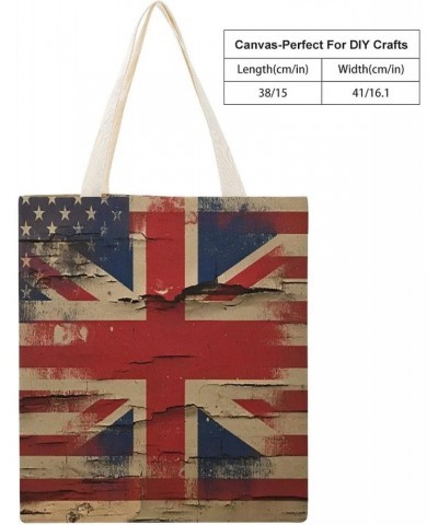 British American Flag Wood Art CanvasTote Bag for Women Girl Canvas Shoulder Handbags Cute Large Purse $12.18 Totes