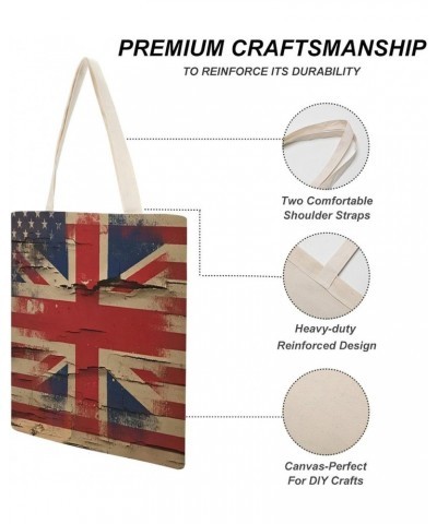 British American Flag Wood Art CanvasTote Bag for Women Girl Canvas Shoulder Handbags Cute Large Purse $12.18 Totes