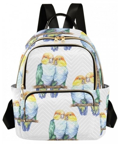 Bird Women Backpack Valentines Parrot Watercolor Anti-Theft Travel Backpack with Luggage Belt Lightweight Handbag Lady Purse ...