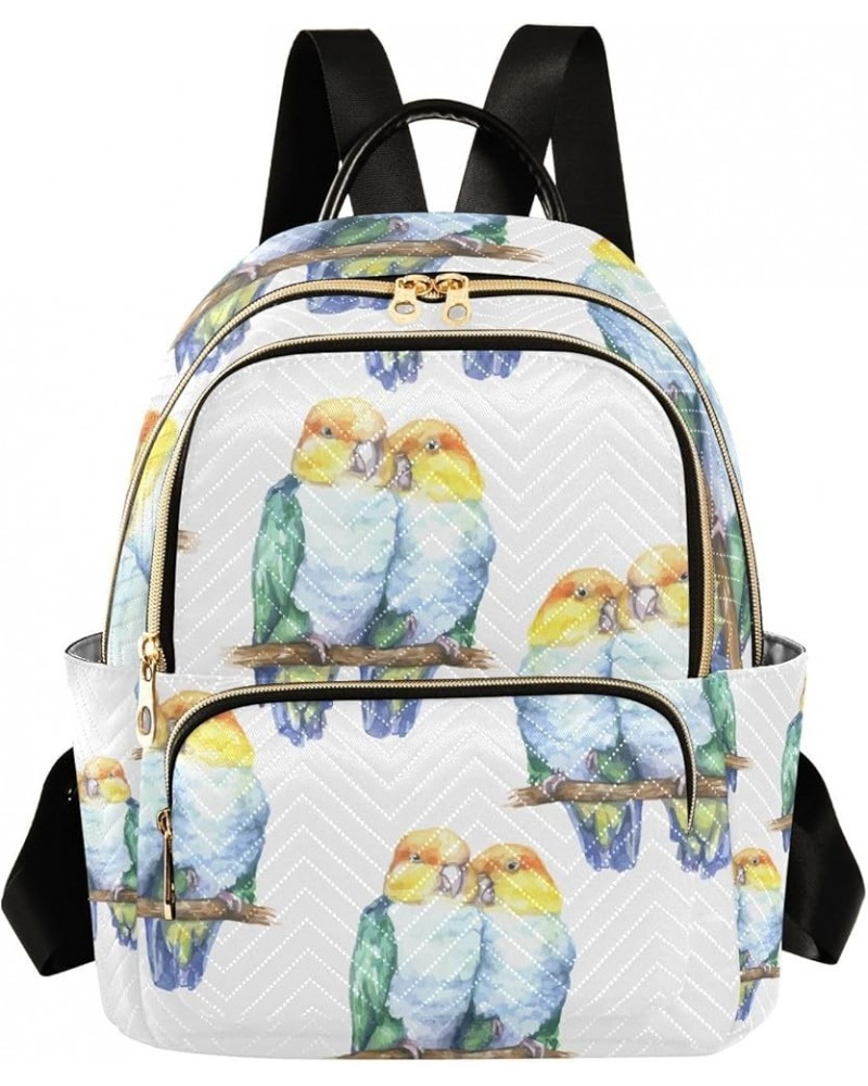 Bird Women Backpack Valentines Parrot Watercolor Anti-Theft Travel Backpack with Luggage Belt Lightweight Handbag Lady Purse ...