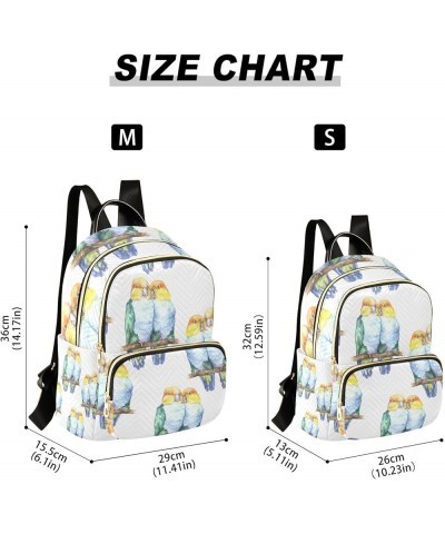 Bird Women Backpack Valentines Parrot Watercolor Anti-Theft Travel Backpack with Luggage Belt Lightweight Handbag Lady Purse ...