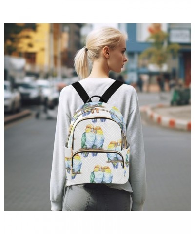 Bird Women Backpack Valentines Parrot Watercolor Anti-Theft Travel Backpack with Luggage Belt Lightweight Handbag Lady Purse ...