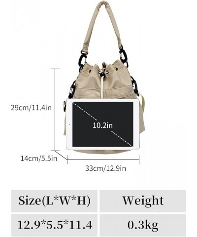 Drawstring Bucket Bag for Women Nylon Crossbody Bag Casual Shoulder Bag Multi Pockets Tote Handbags Hobo Purse Apricot $21.61...