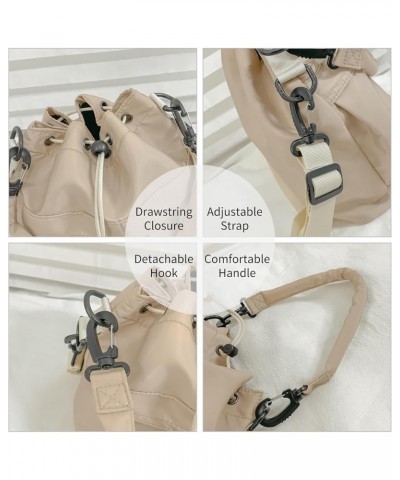 Drawstring Bucket Bag for Women Nylon Crossbody Bag Casual Shoulder Bag Multi Pockets Tote Handbags Hobo Purse Apricot $21.61...