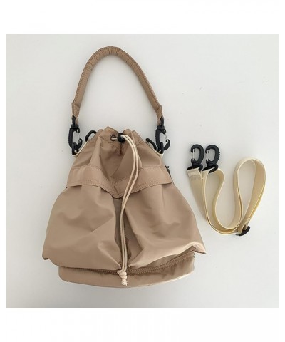 Drawstring Bucket Bag for Women Nylon Crossbody Bag Casual Shoulder Bag Multi Pockets Tote Handbags Hobo Purse Apricot $21.61...