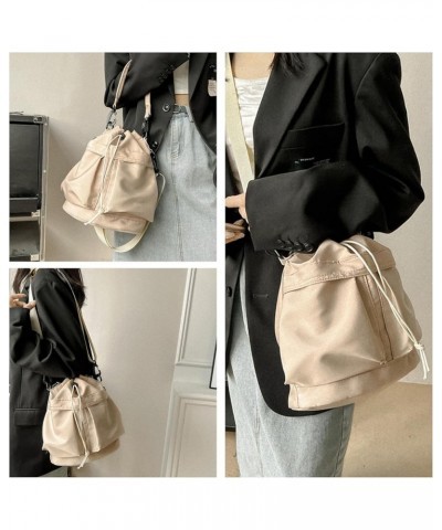 Drawstring Bucket Bag for Women Nylon Crossbody Bag Casual Shoulder Bag Multi Pockets Tote Handbags Hobo Purse Apricot $21.61...