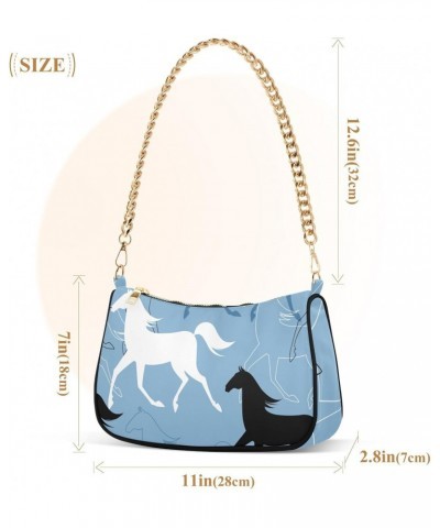 Small Chain Shoulder Bag for Women Horse Print Hobo Handbags Tote Clutch Bag Ladies Crossbody Bag Purse with Zipper $13.25 Totes