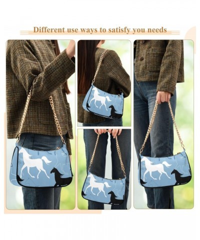 Small Chain Shoulder Bag for Women Horse Print Hobo Handbags Tote Clutch Bag Ladies Crossbody Bag Purse with Zipper $13.25 Totes