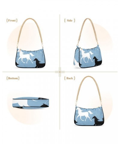 Small Chain Shoulder Bag for Women Horse Print Hobo Handbags Tote Clutch Bag Ladies Crossbody Bag Purse with Zipper $13.25 Totes