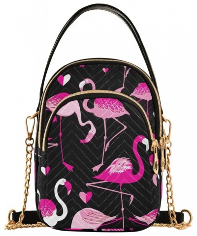 Pink Flamingos Crossbody Bag for Women Cell Phone Purse Wallet with Removable Chain Shoulder Handbag for Passport Phone Trave...