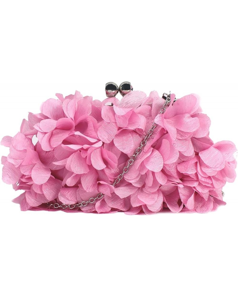 Buddy Women Rose Shaped Clutch Soft Satin Wristlet Handbag Wedding Party Purse Z-light Pink $12.74 Evening Bags