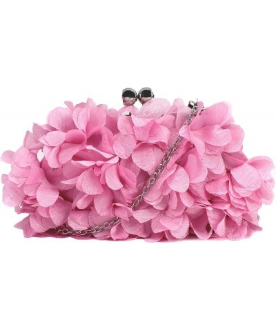 Buddy Women Rose Shaped Clutch Soft Satin Wristlet Handbag Wedding Party Purse Z-light Pink $12.74 Evening Bags