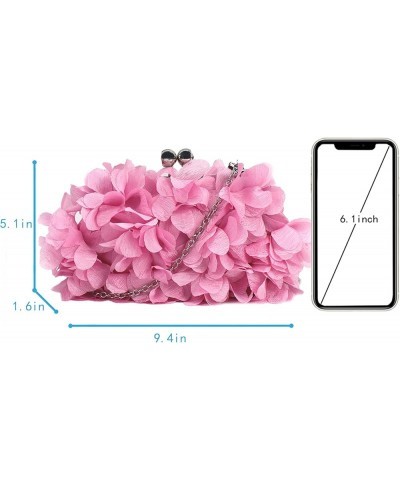 Buddy Women Rose Shaped Clutch Soft Satin Wristlet Handbag Wedding Party Purse Z-light Pink $12.74 Evening Bags