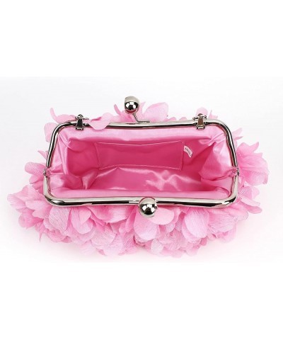 Buddy Women Rose Shaped Clutch Soft Satin Wristlet Handbag Wedding Party Purse Z-light Pink $12.74 Evening Bags