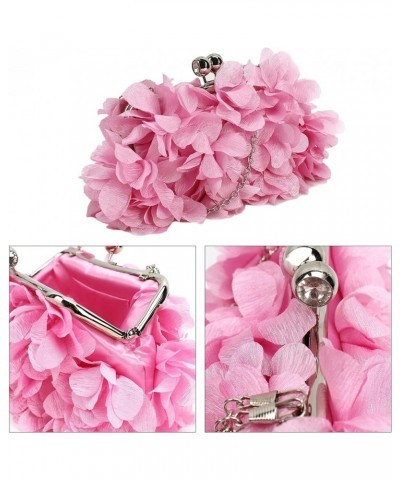 Buddy Women Rose Shaped Clutch Soft Satin Wristlet Handbag Wedding Party Purse Z-light Pink $12.74 Evening Bags