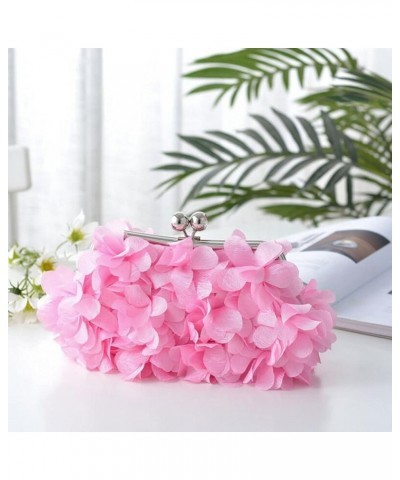 Buddy Women Rose Shaped Clutch Soft Satin Wristlet Handbag Wedding Party Purse Z-light Pink $12.74 Evening Bags