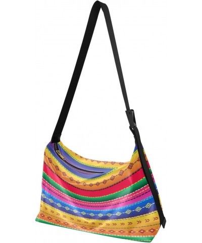 Mexican Colorful Stripes Tote Bag for Women Large Hobo Bags Crossbody Hobo Bags Shopping Work Bag with Adjustable Strap for W...