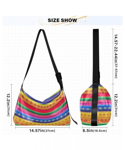 Mexican Colorful Stripes Tote Bag for Women Large Hobo Bags Crossbody Hobo Bags Shopping Work Bag with Adjustable Strap for W...