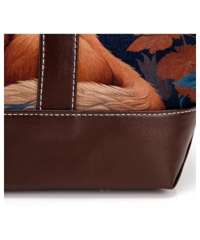 Fox Canvas Leather Mix Hand Bag - 13.3x4.7x12.2 in - Stylish and Spacious for Everyday Use $24.47 Crossbody Bags