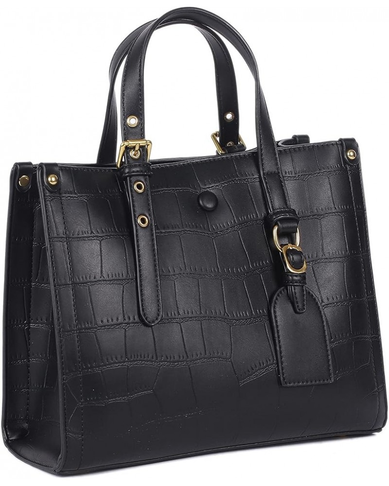 Women's Soft Faux Leather Tote Shoulder Bag, Big Capacity Tassel Handbag Black $42.53 Totes