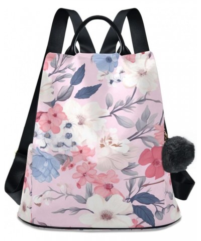 Floral Flowers Pink Womens Backpack Purse Anti Theft Travel Shoulder Bag Casual Daypack Backpack for Women Ladies Work Travel...