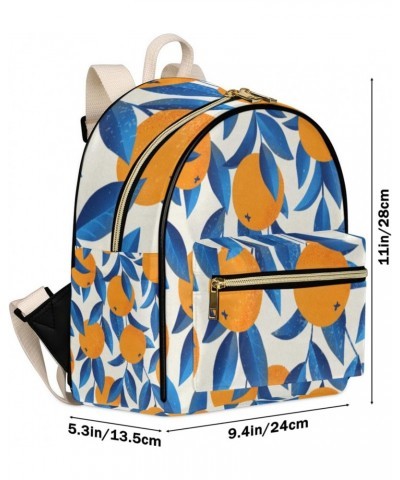 Orange Mini Backpack Purse for Women, Blue Leaves Small Backpack Leather Casual Daypacks Ladies Shoulder Bags $19.77 Backpacks