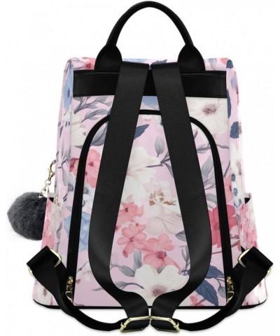 Floral Flowers Pink Womens Backpack Purse Anti Theft Travel Shoulder Bag Casual Daypack Backpack for Women Ladies Work Travel...