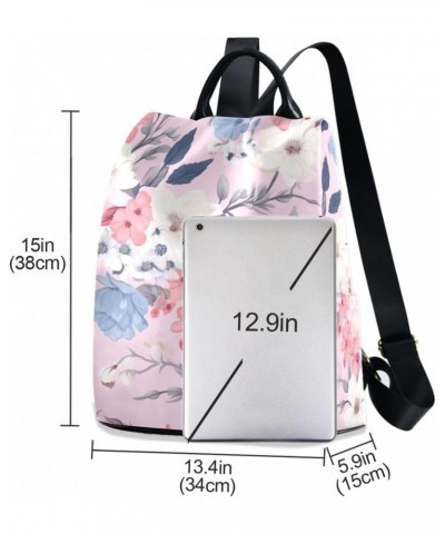 Floral Flowers Pink Womens Backpack Purse Anti Theft Travel Shoulder Bag Casual Daypack Backpack for Women Ladies Work Travel...