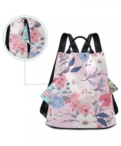 Floral Flowers Pink Womens Backpack Purse Anti Theft Travel Shoulder Bag Casual Daypack Backpack for Women Ladies Work Travel...