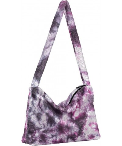 Women Boho Handbag Tie Dye Bloom Underarm Bag Tote Bag Shoulder Bag Crossbody Bag Fluffy Cell Phone Purse Lady Travel Pouch W...