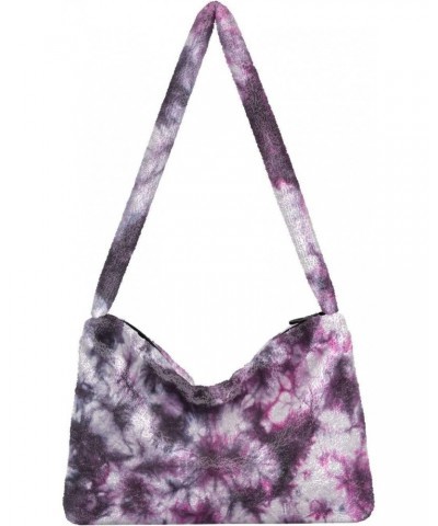 Women Boho Handbag Tie Dye Bloom Underarm Bag Tote Bag Shoulder Bag Crossbody Bag Fluffy Cell Phone Purse Lady Travel Pouch W...