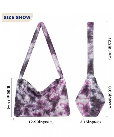 Women Boho Handbag Tie Dye Bloom Underarm Bag Tote Bag Shoulder Bag Crossbody Bag Fluffy Cell Phone Purse Lady Travel Pouch W...