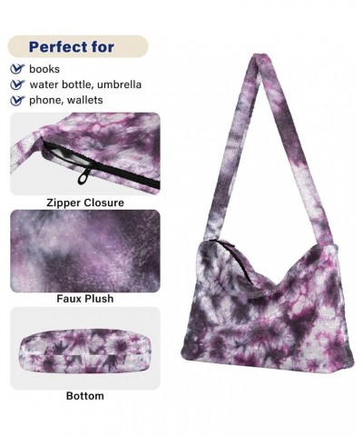 Women Boho Handbag Tie Dye Bloom Underarm Bag Tote Bag Shoulder Bag Crossbody Bag Fluffy Cell Phone Purse Lady Travel Pouch W...