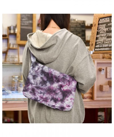 Women Boho Handbag Tie Dye Bloom Underarm Bag Tote Bag Shoulder Bag Crossbody Bag Fluffy Cell Phone Purse Lady Travel Pouch W...