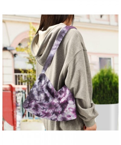 Women Boho Handbag Tie Dye Bloom Underarm Bag Tote Bag Shoulder Bag Crossbody Bag Fluffy Cell Phone Purse Lady Travel Pouch W...