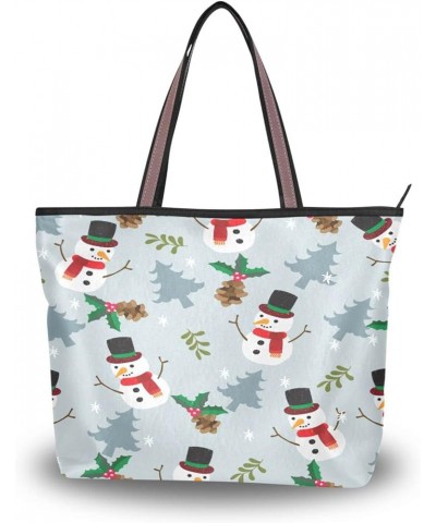 Womens Tote Handbags Christmas Tote Bag with Zipper,Ladies Snowman Tote Purse Xmas Handbag Snowman 3 $13.74 Totes