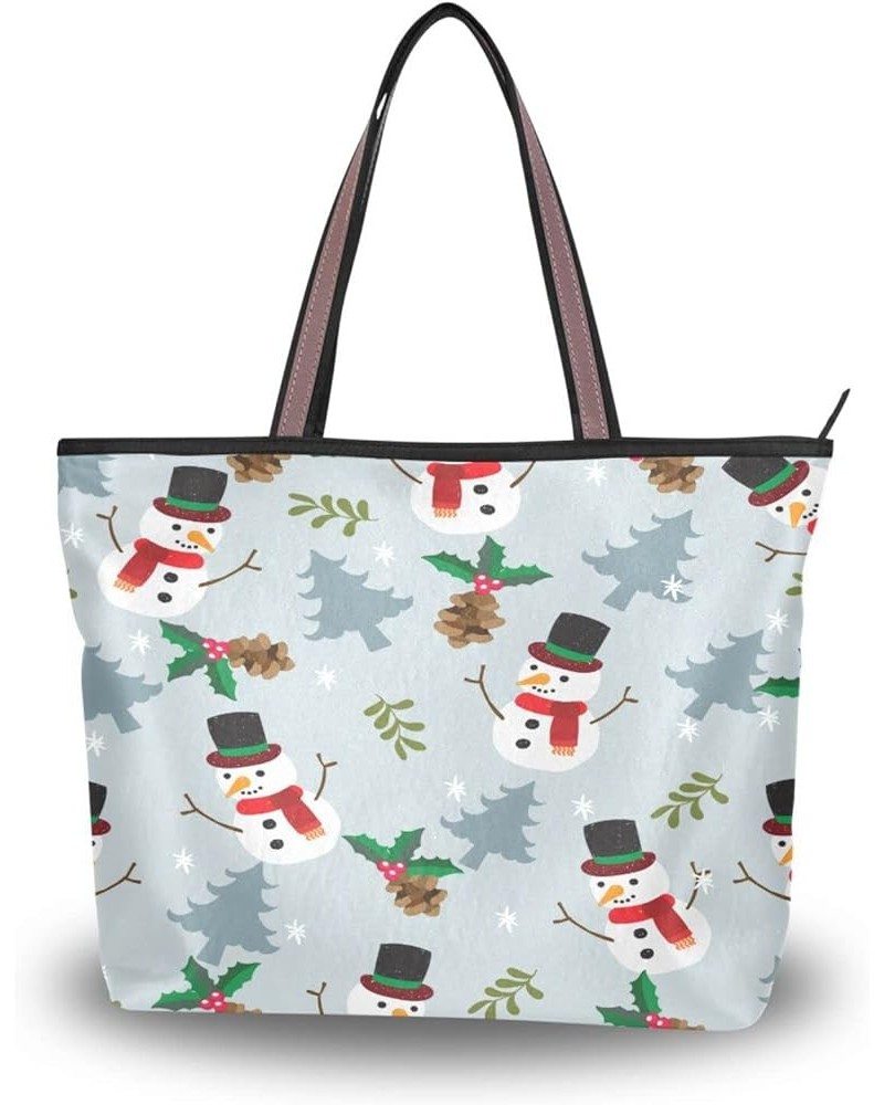 Womens Tote Handbags Christmas Tote Bag with Zipper,Ladies Snowman Tote Purse Xmas Handbag Snowman 3 $13.74 Totes