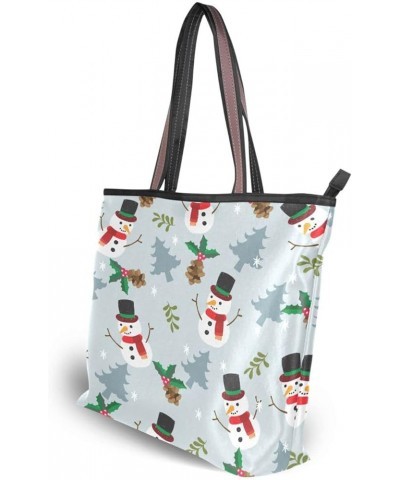 Womens Tote Handbags Christmas Tote Bag with Zipper,Ladies Snowman Tote Purse Xmas Handbag Snowman 3 $13.74 Totes