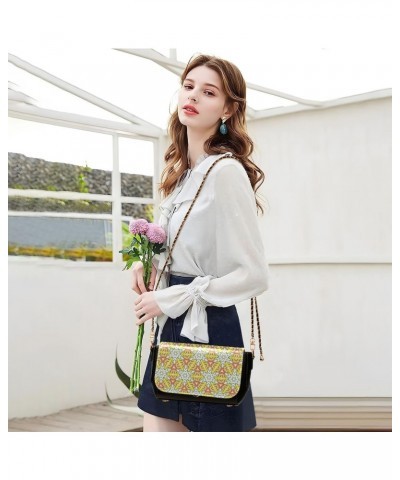 Colorful Pattern Crossbody Shoulder Bag for Women, PU Leather Flap Satchel Purse, Shoulder Handbags with Adjustable Strap, Cl...