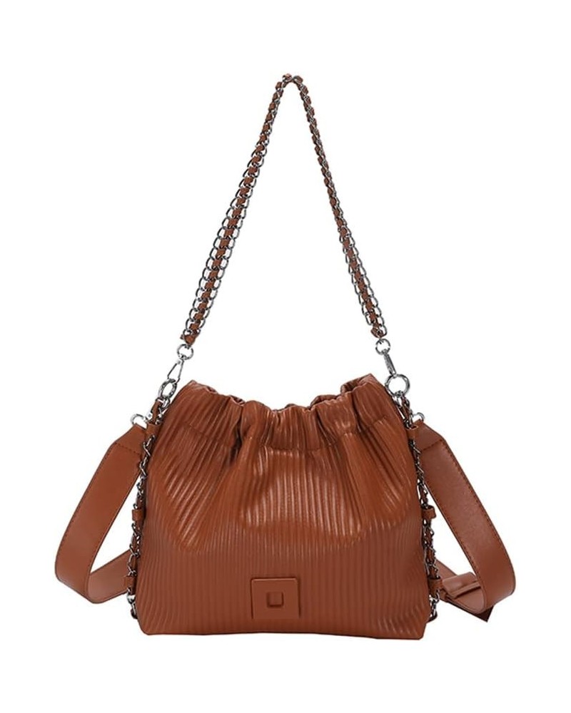 Shoulder Bag Handbag Tote Bag For Women Dual Shoulder Straps PU Made For Girls Brown $26.94 Totes