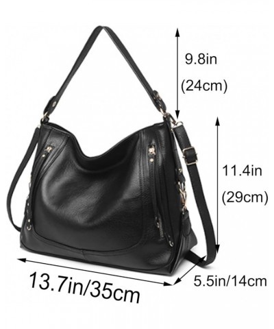 Women Purse and Handbag PU Leather Satchel Tote Zipper Top-handle Shoulder Bag Dark Grey Black $34.01 Totes