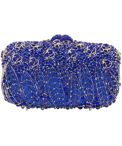 Dazzling Crystal Flower Clutch for Women Evening Minaudiere Bags Wedding Party Purses and Handbags (Small,Gold) Blue $50.94 E...