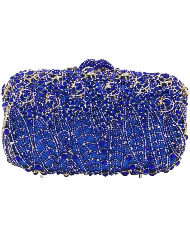 Dazzling Crystal Flower Clutch for Women Evening Minaudiere Bags Wedding Party Purses and Handbags (Small,Gold) Blue $50.94 E...